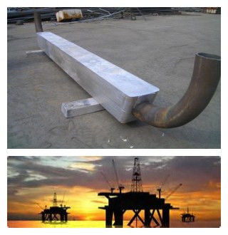 Ánodo de aluminio de alta resistencia a la corrosión para agua de mar y estructuras offshore. Ánodo de aluminio para tanques de lastre utilizado para prevenir la corrosión de estructuras de acero en agua de mar y agua salobre.