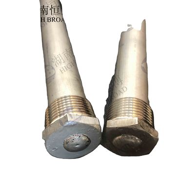 Rodas de anodo de magnesio de alta pureza segmentadas flexibles de 36 pulgadas 0,9 pulgadas de diámetro núcleo de acero roscado para tanques de pozo profundo