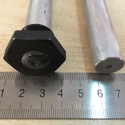 Barra anódica hexagonal de aleación de magnesio de alta resistencia de 35 mm con rosca M27 de 1200 mm de grado marino para condensador marino