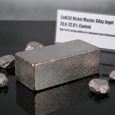 Aleación maestra de cobre y níquel CuNi30 con contenido de níquel del 28.0-32.0% para refinamiento de grano de aluminio de alta pureza