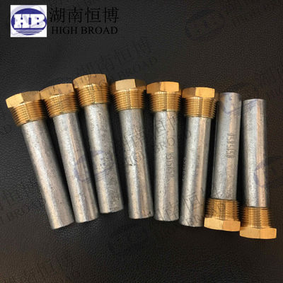 Varilla de ánodo de aleación de zinc de 25 mm de alta resistencia, 1 NPT, 1200 mm, control de olores para sistemas grandes para intercambiador de calor industrial