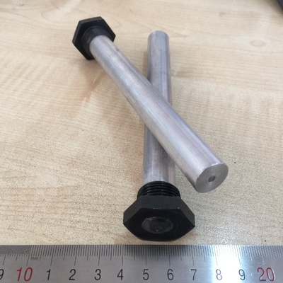 RoHS AZ31B Barra de anodo de magnesio extrudido / fundido con enchufe de acero para fontanería, calefacción, refrigeración y drenaje